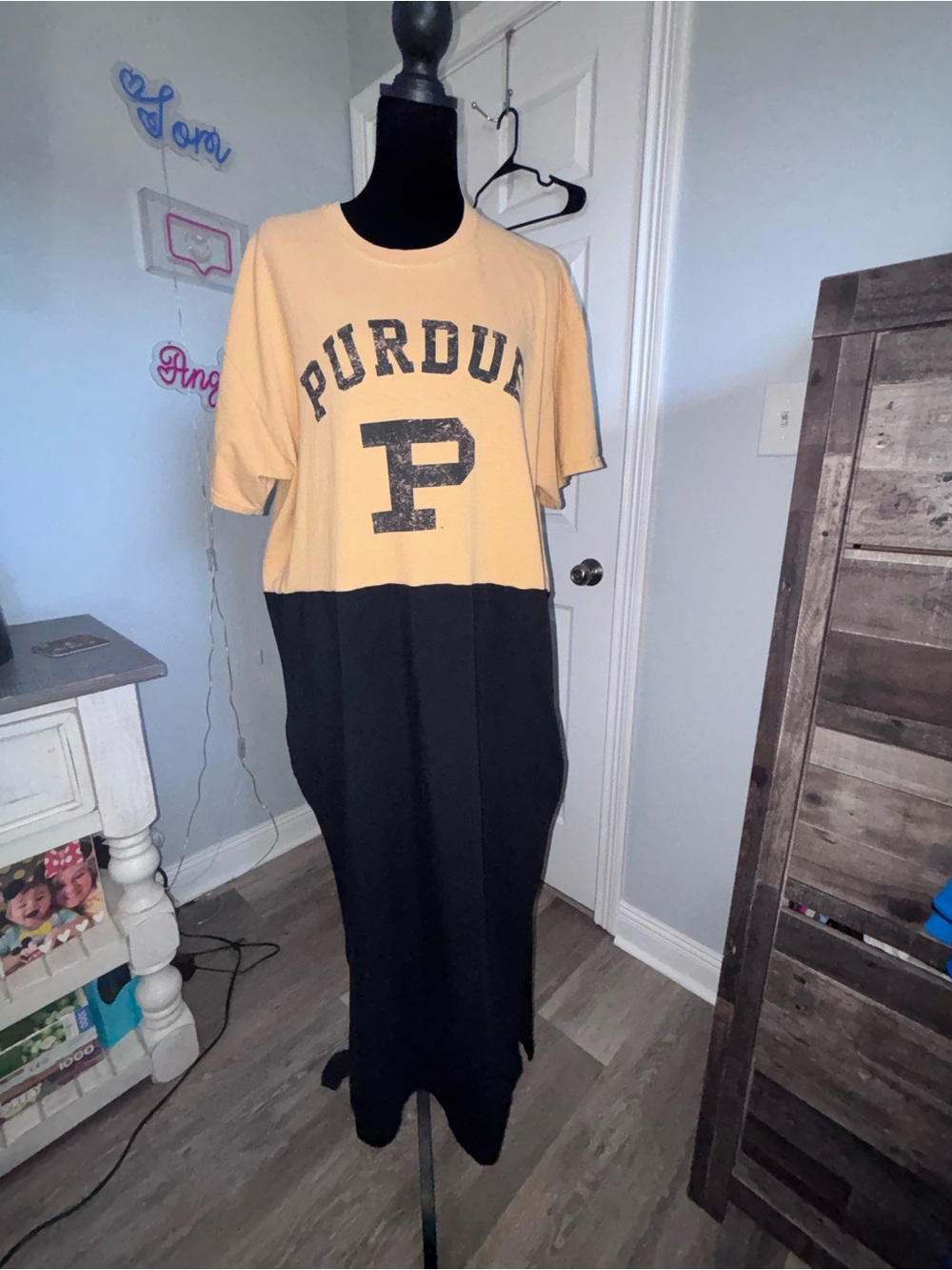 Upcycled Purdue University T-shirt Maxi Dress size XL w/ pockets